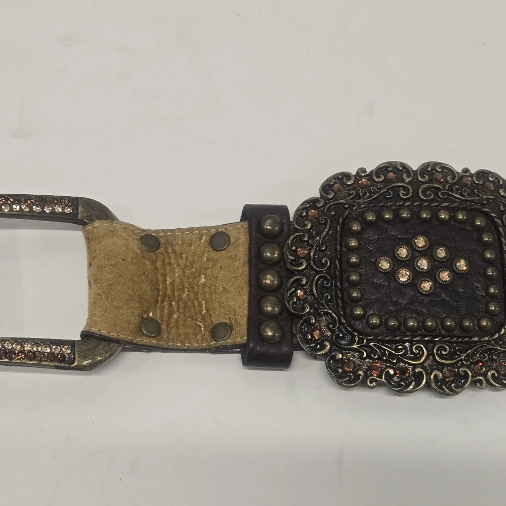 LR leather western cowboy boho Beaded Studded Belt SIZE‎ M